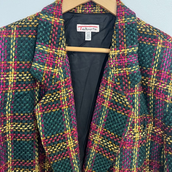 Vintage Talbots Plus Tweed Colorful plaid Blazer 20 - Picture 2 of 13